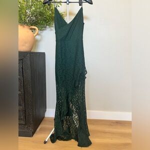 Showpo dark green asymmetrical lace dress